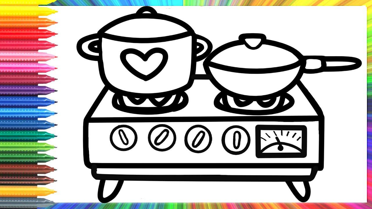 How to draw a cooking stove for children смотреть онлайн