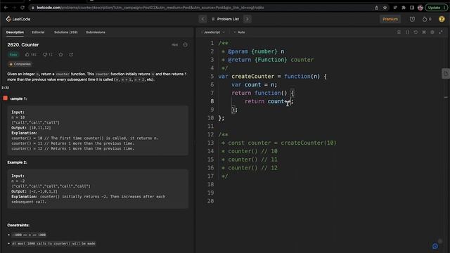 Leetcode javascript day-2 - 2620. Counter, In depth explanation of closures. смотреть онлайн