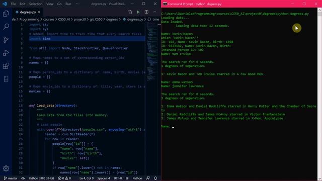 Project 0 - degrees.py: CS50 Introduction to Artificial Intelligence with Python смотреть онлайн