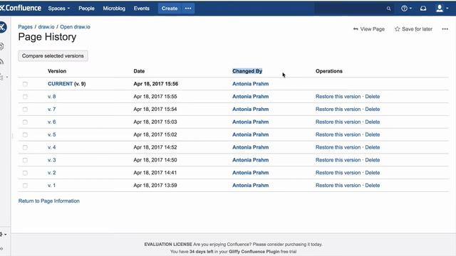 Use The Atlassian Confluence Revision History To See The Changes Made To Draw.io Diagrams