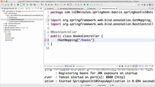 Spring framework Tutorial (094 Step 4 Creating a Simple REST Controller) смотреть онлайн