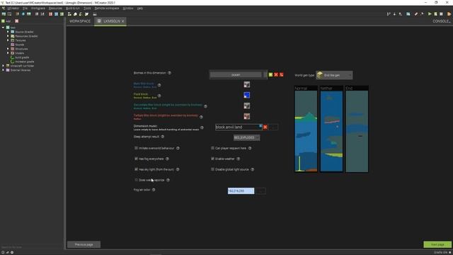 Как создать собственное измерение в MCreator