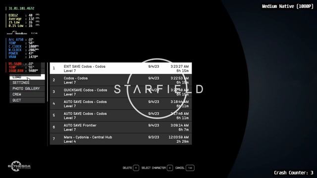 Intel Arc A750 - Starfield | Crashing Simulator | 1080P смотреть онлайн