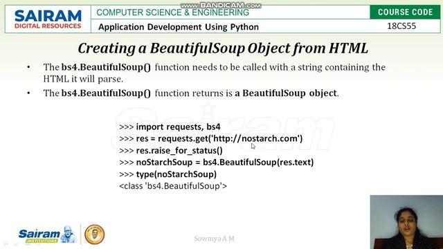 LectureVideo 18CS55 Module5 Web Scraping 2 Sowmya смотреть онлайн