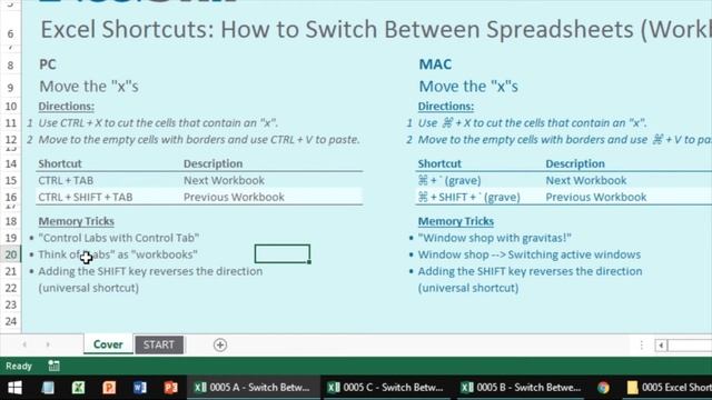 0005 Excel Shortcuts: How to Switch Between Spreadsheets (Workbooks) смотреть онлайн