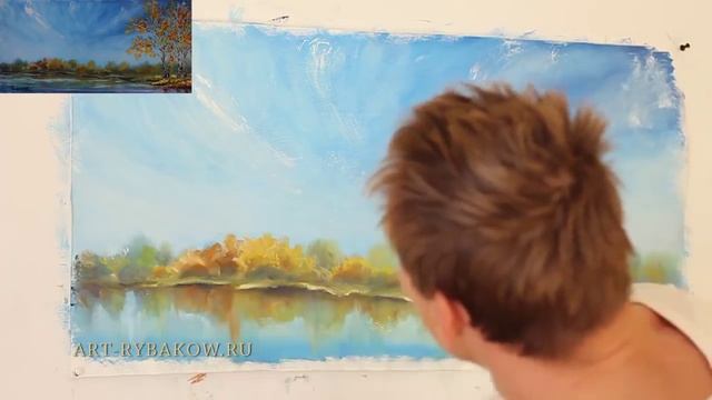 Полное видео 2 часа: Как писать картину маслом ОСЕНЬ НА ОЗЕРЕ. Художник Рыбаков Валерий. смотреть онлайн