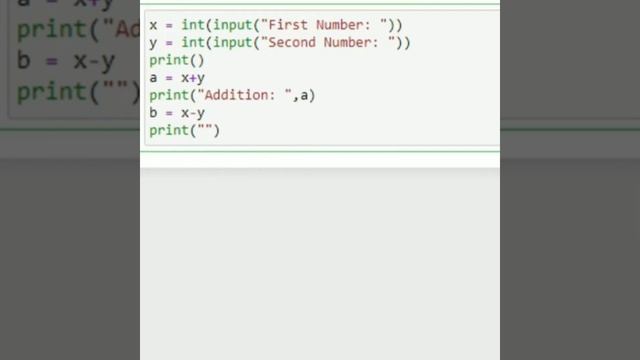 Print a Addition Subtraction Multiplication Divison in #python смотреть онлайн