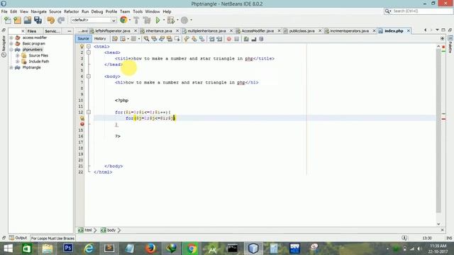 php for beginners:- Make a star and number triangle in php using loops смотреть онлайн