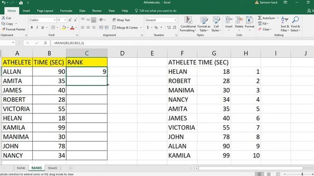 EXCEL: How to find RANKs in excel - Athletes Example for Rank - How to use RANK function in excel смотреть онлайн