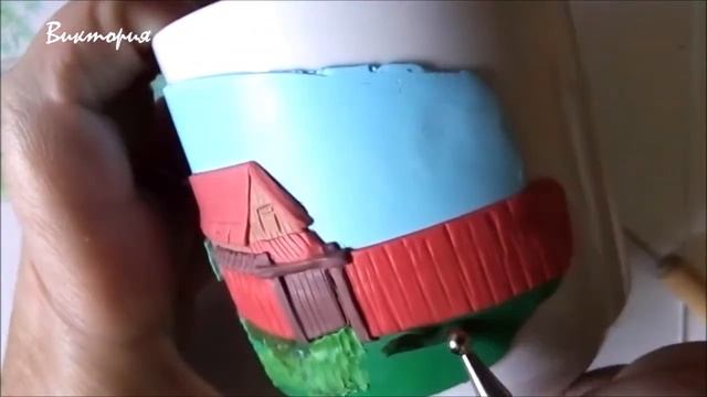 Домик в деревне. Декор чашки полимерной глиной / House in the village. Polymer clay cup decor смотреть онлайн