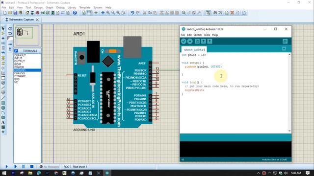 Simulation Arduino LED using Software Proteus 8. смотреть онлайн