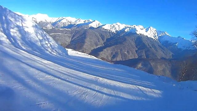 Роза хутор. Спуск по трассе Каскад. 2017 год. смотреть онлайн