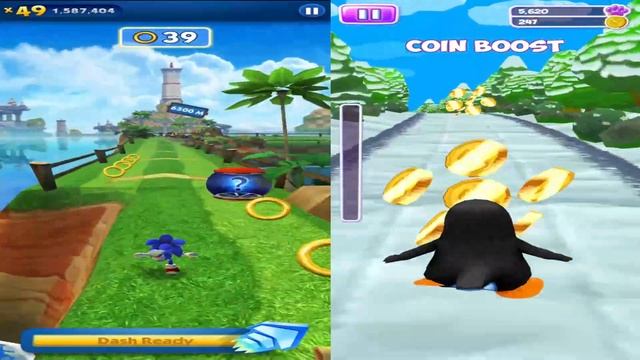Sonic Dash vs Penguin Dash _ Movie Sonic vs All Bosses Zazz Eggman смотреть онлайн