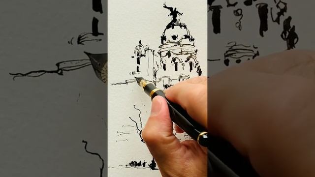 Urban Sketching - sketch spain - fude nib fountain pen and ink смотреть онлайн