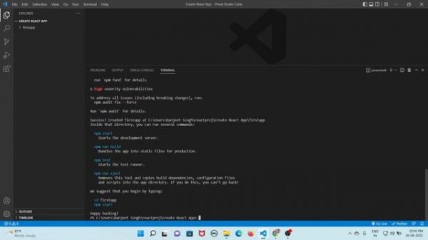 Create First React App using npx create-react-app