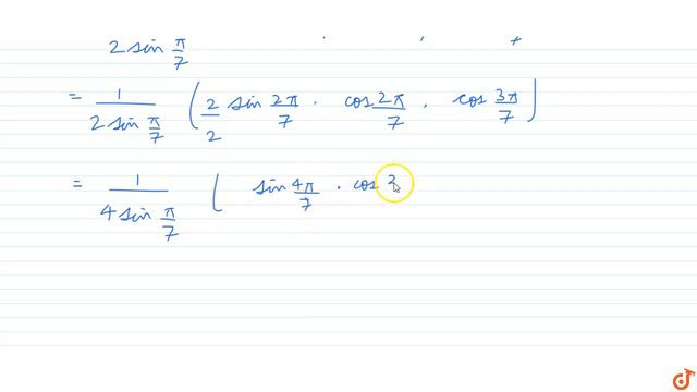 `cos(pi/7)*cos((2pi)/7)* cos((3pi)/7)`= смотреть онлайн
