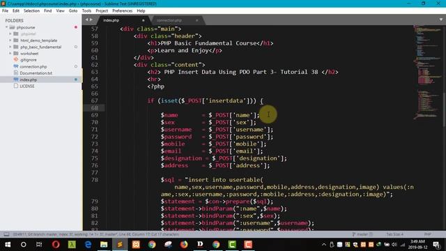 39 PHP Basic Fundamental Tutorial Insert Using PDO Part 3 смотреть онлайн
