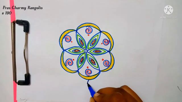 #190 beautiful lotus rangoli design / navarathri special lotus rangoli / 5*3 dots rangoli design смотреть онлайн