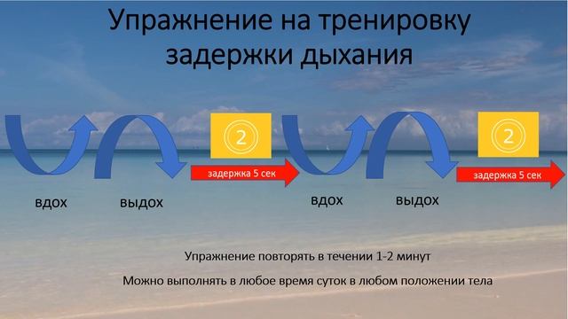 Упражнение на тренировку задержки дыхания на выдохе. Задержка на 5 секунд. Вдахаем и выдыхаем носом смотреть онлайн