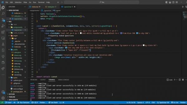 How to Build a FAQ page or Accordion with Next.JS, Typescript, React Hooks & Props, Tailwind CSS
