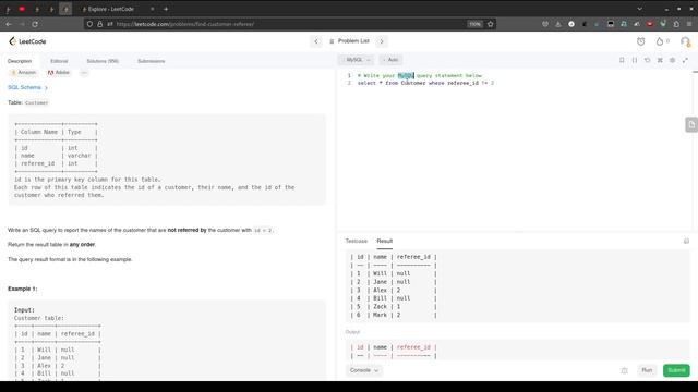 Leetcode #25 | Решение 584. Find Customer Referee смотреть онлайн