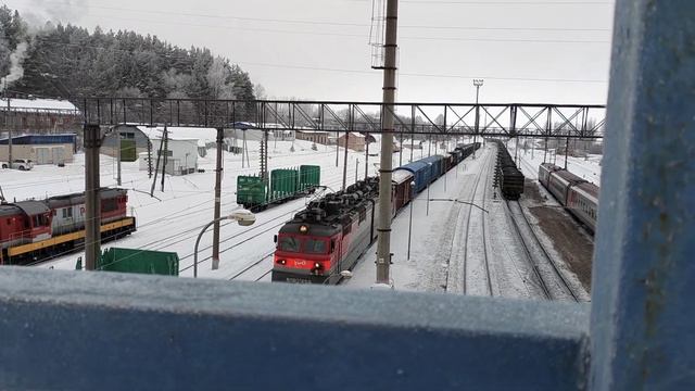 Электровоз ВЛ80С-659 с коротким грузовым поездом на ст. Галич смотреть онлайн