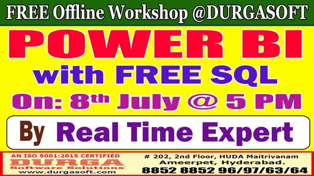POWER BI with FREE SQL (FREE Workshop) Offline Training @ DURGASOFT смотреть онлайн