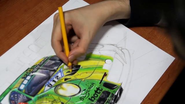 Porsche 911 GT3 R | Realistic Car Drawing | Time Lapse смотреть онлайн