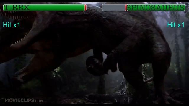 T-Rex vs Spinosaurus With Healthbars смотреть онлайн