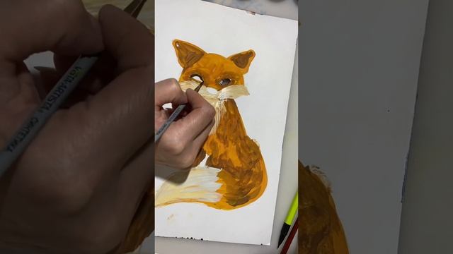 Рисуем лису гуашью ? #рисуем #art #гуашь #fox #paint #malen #draw #рисуемсдетьми #рисуемпросто смотреть онлайн