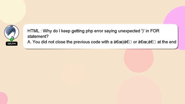HTML : Why do I keep getting php error saying unexpected ')' in FOR statement? смотреть онлайн