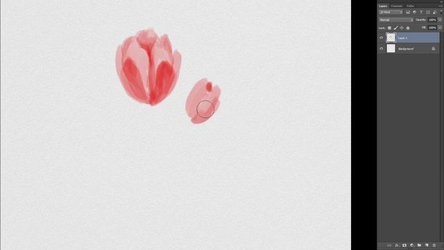 flower painting on photoshop in watercolor style. смотреть онлайн