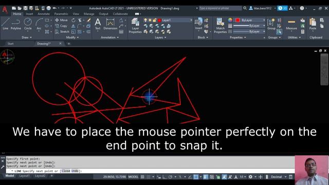 AutoCAD OSNAP END, MID, PERPENDICULAR, INTERSECTION, NEAREST; ORTHO MODE; DIRECT LENGTH METHOD смотреть онлайн