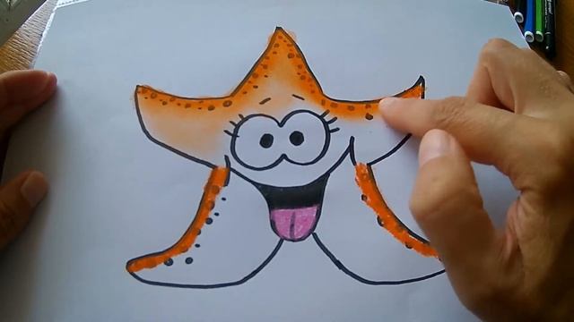 Как нарисовать МОРСКУЮ ЗВЕЗДУ?//How to draw a SEA STAR? смотреть онлайн