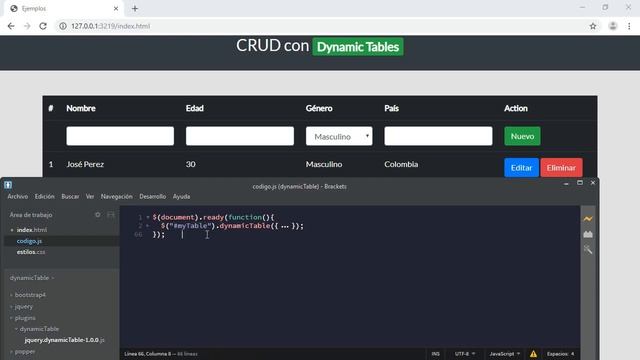 Simple CRUD con JQuery Dynamic Tables смотреть онлайн