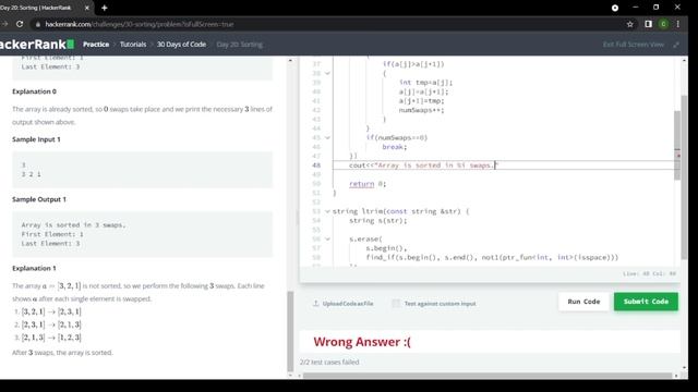Day: 20 Sorting // Hackerank Coding Solution in c++ #c #cpp #python #hackerrank смотреть онлайн