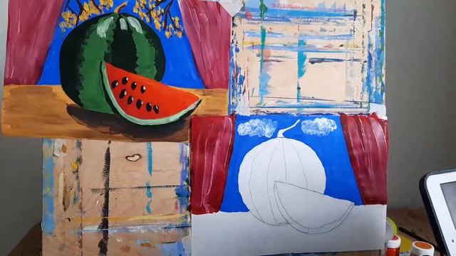 Рисуем гуашью сочный арбуз смотреть онлайн