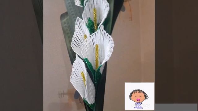 Калы из бисера- рубки техника французское бисероплетение На подарок к 8 марта нашей Настеньке смотреть онлайн