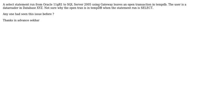 Databases: FETCH API_CURSOR causing open transaction in tempDB смотреть онлайн