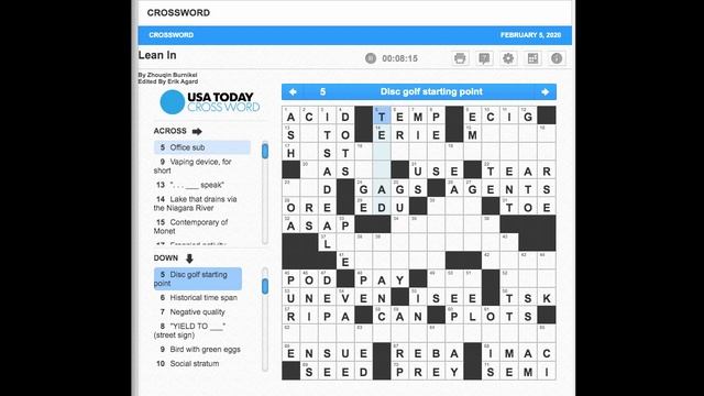 S02E36 USA Today Crossword "Lean In" February 5, 2020 смотреть онлайн