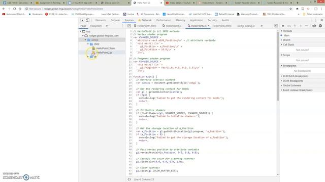 1.1d Passing attribute data from javascript to GLSL смотреть онлайн