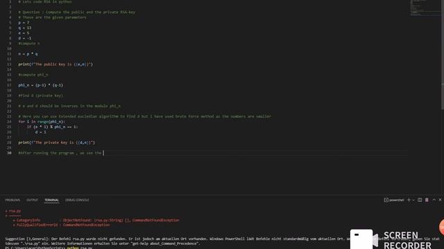 Visual Studio Code : RSA in python - part 1 смотреть онлайн
