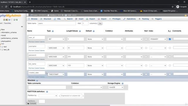 Create table & columns and insert into table باستخدام phpMyAdmin смотреть онлайн