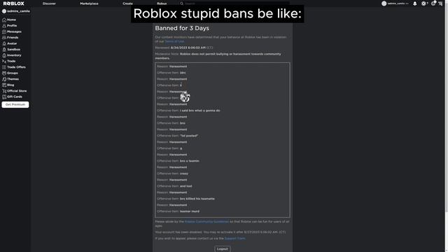 Roblox stupid bans be like: смотреть онлайн