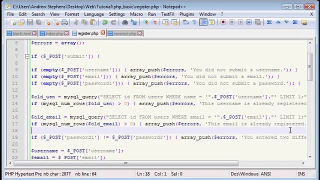 PHP News Site Tutorial: Part 5-User Registration(2) смотреть онлайн