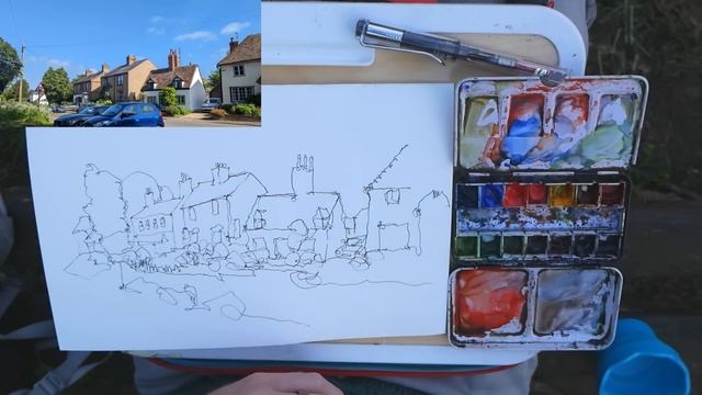 How to Sketch on Location - Watercolour and Ink - Use MINIMAL Colour - Less is More смотреть онлайн
