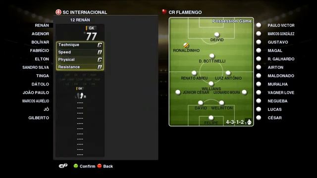 DEMO PES 2013 SC Internacional Player Stats смотреть онлайн
