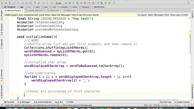 Java - Initialize Game Functionality | Hangman Android App смотреть онлайн