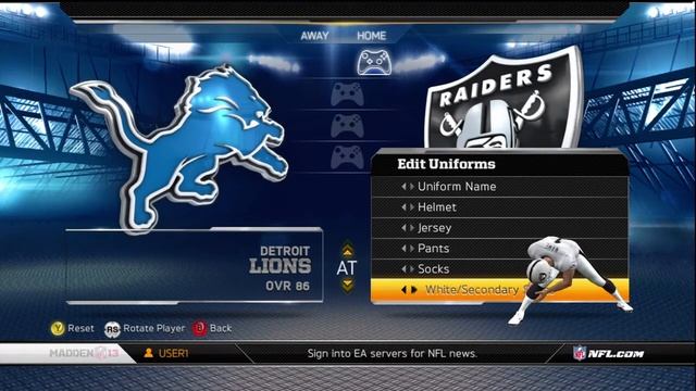 Madden NFL 13 Uniform Editing смотреть онлайн