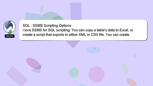 SQL : SSMS Scripting Options смотреть онлайн